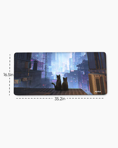Neon-Whiskers EdgeGuard Desk Mat