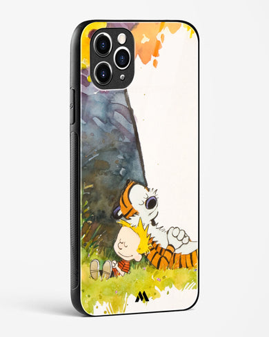 Calvin Hobbes Under Tree Glass Case Phone Cover-(Apple)