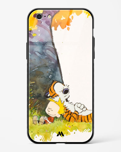 Calvin Hobbes Under Tree Glass Case Phone Cover-(Apple)
