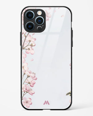 Pastel Flowers on Marble Glass Case Phone Cover-(Apple)