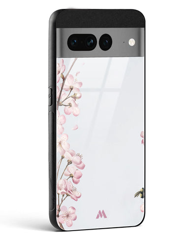 Pastel Flowers on Marble Glass Case Phone Cover-(Google)