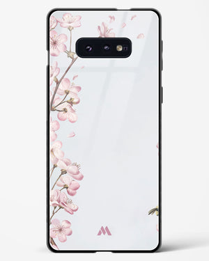 Pastel Flowers on Marble Glass Case Phone Cover-(Samsung)