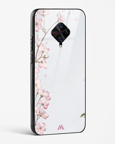 Pastel Flowers on Marble Glass Case Phone Cover-(Vivo)