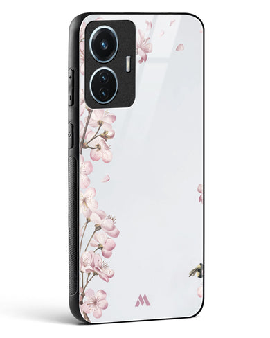 Pastel Flowers on Marble Glass Case Phone Cover (Vivo)