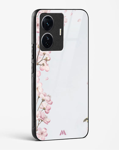 Pastel Flowers on Marble Glass Case Phone Cover-(Vivo)