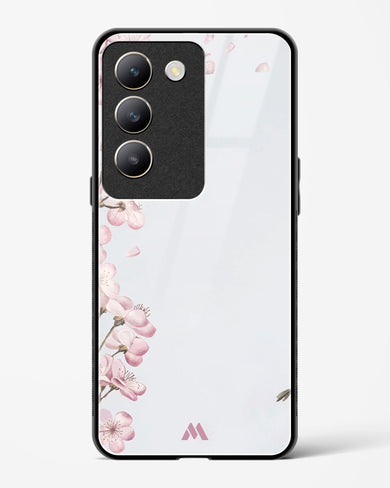 Pastel Flowers on Marble Glass Case Phone Cover (Vivo)