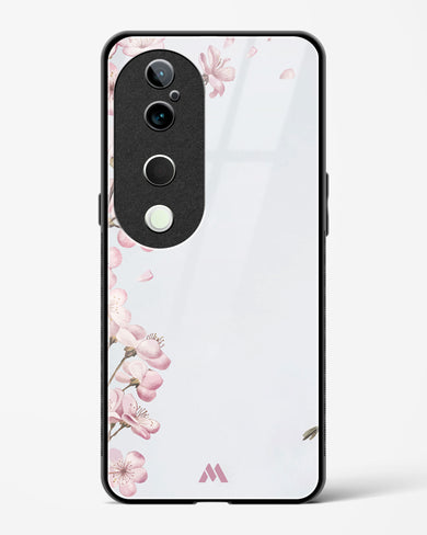 Pastel Flowers on Marble Glass Case Phone Cover (Vivo)