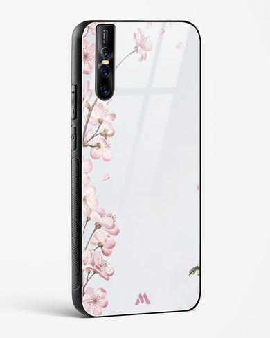 Pastel Flowers on Marble Glass Case Phone Cover (Vivo)