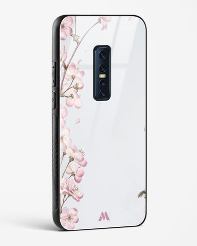Pastel Flowers on Marble Glass Case Phone Cover (Vivo)