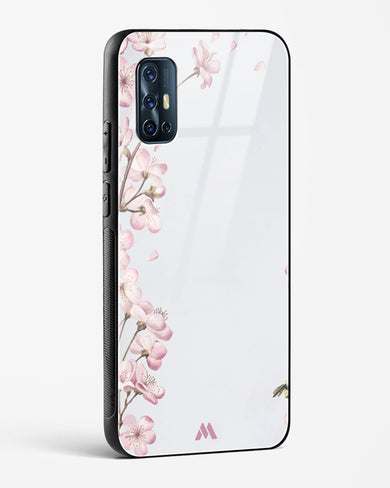 Pastel Flowers on Marble Glass Case Phone Cover (Vivo)