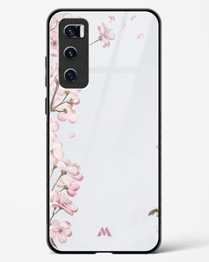 Pastel Flowers on Marble Glass Case Phone Cover (Vivo)