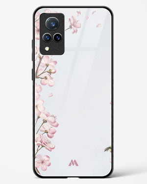 Pastel Flowers on Marble Glass Case Phone Cover-(Vivo)