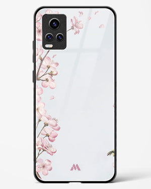 Pastel Flowers on Marble Glass Case Phone Cover (Vivo)