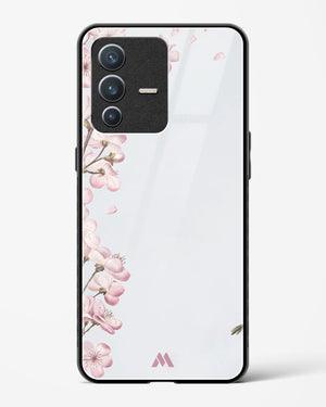 Pastel Flowers on Marble Glass Case Phone Cover-(Vivo)