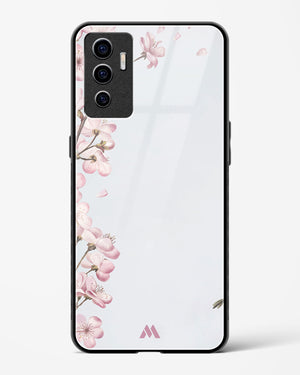 Pastel Flowers on Marble Glass Case Phone Cover-(Vivo)