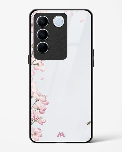 Pastel Flowers on Marble Glass Case Phone Cover-(Vivo)