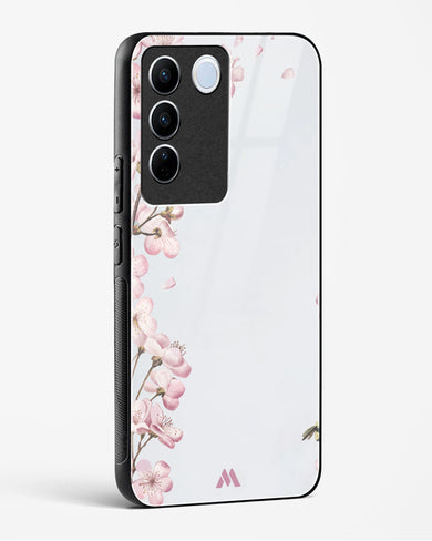 Pastel Flowers on Marble Glass Case Phone Cover-(Vivo)