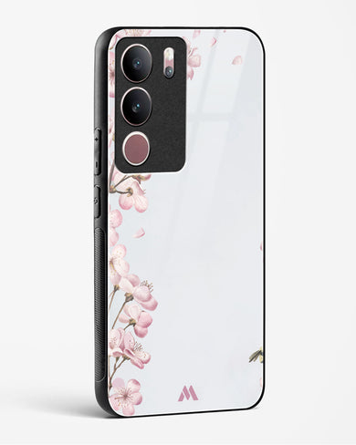 Pastel Flowers on Marble Glass Case Phone Cover (Vivo)