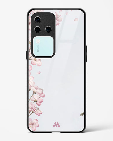 Pastel Flowers on Marble Glass Case Phone Cover (Vivo)
