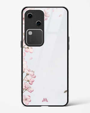 Pastel Flowers on Marble Glass Case Phone Cover (Vivo)