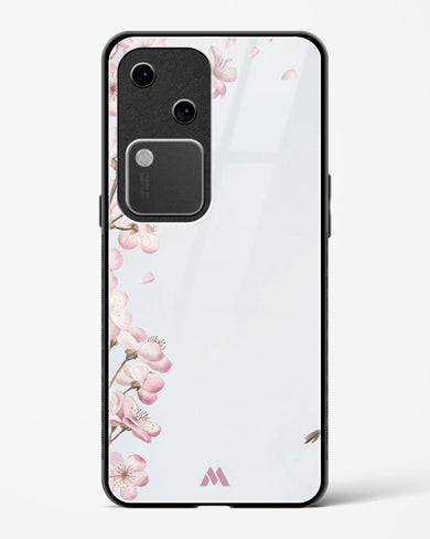Pastel Flowers on Marble Glass Case Phone Cover (Vivo)
