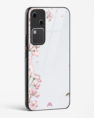 Pastel Flowers on Marble Glass Case Phone Cover (Vivo)