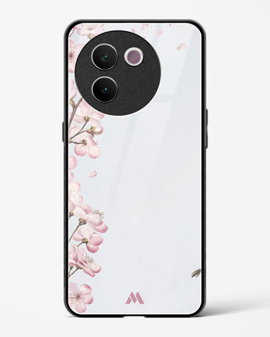 Pastel Flowers on Marble Glass Case Phone Cover (Vivo)