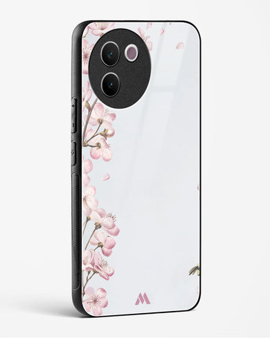 Pastel Flowers on Marble Glass Case Phone Cover (Vivo)
