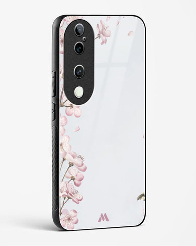 Pastel Flowers on Marble Glass Case Phone Cover (Vivo)