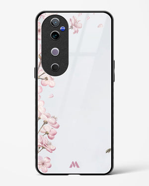 Pastel Flowers on Marble Glass Case Phone Cover (Vivo)