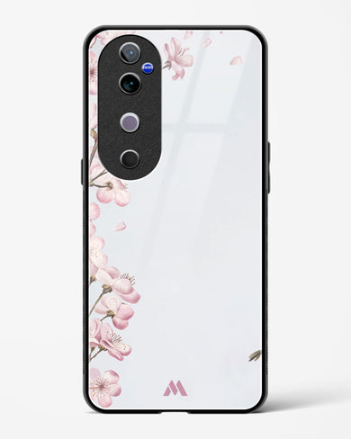 Pastel Flowers on Marble Glass Case Phone Cover (Vivo)