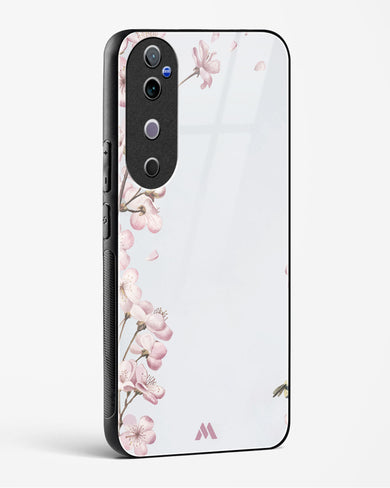 Pastel Flowers on Marble Glass Case Phone Cover (Vivo)