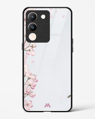 Pastel Flowers on Marble Glass Case Phone Cover (Vivo)