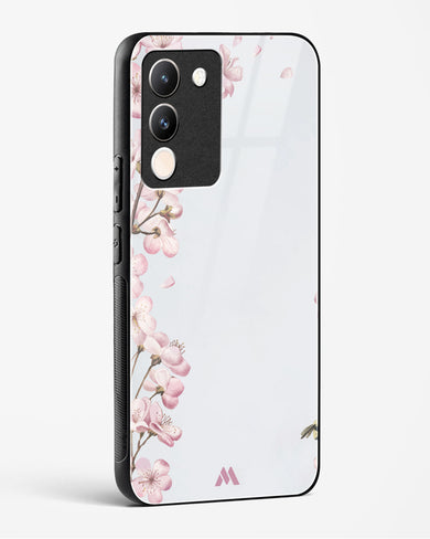 Pastel Flowers on Marble Glass Case Phone Cover (Vivo)