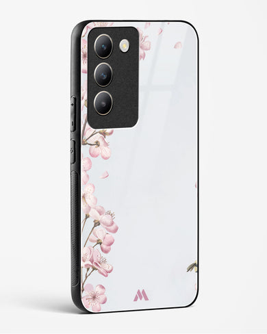 Pastel Flowers on Marble Glass Case Phone Cover (Vivo)