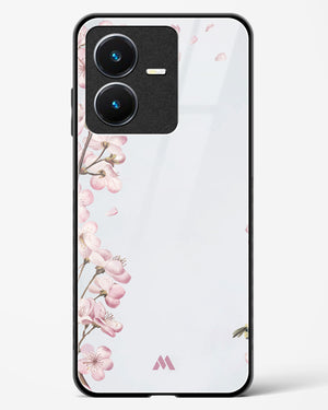 Pastel Flowers on Marble Glass Case Phone Cover-(Vivo)