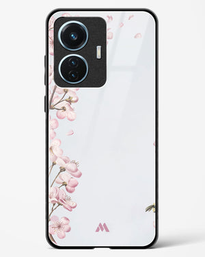 Pastel Flowers on Marble Glass Case Phone Cover (Vivo)