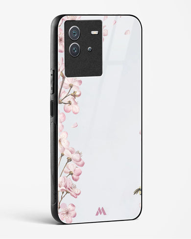 Pastel Flowers on Marble Glass Case Phone Cover (Vivo)