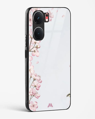 Pastel Flowers on Marble Glass Case Phone Cover (Vivo)