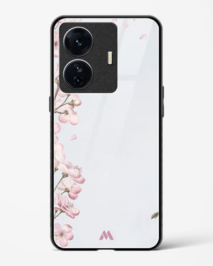 Pastel Flowers on Marble Glass Case Phone Cover-(Vivo)