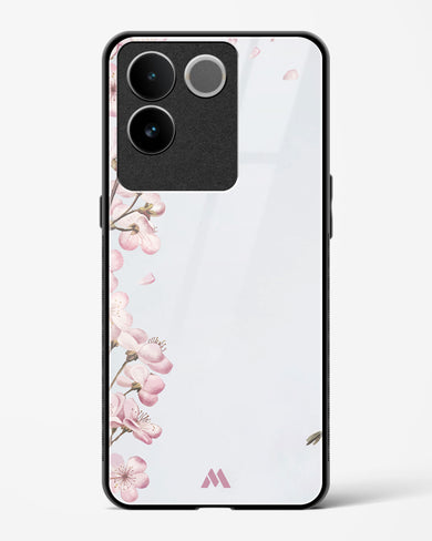 Pastel Flowers on Marble Glass Case Phone Cover-(Vivo)