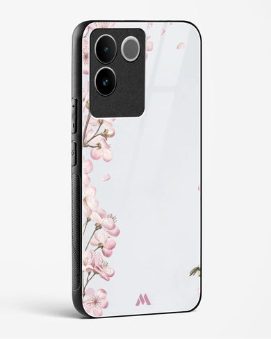 Pastel Flowers on Marble Glass Case Phone Cover-(Vivo)