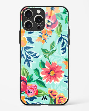 Flower Print on Canvas Glass Case Phone Cover (Apple)