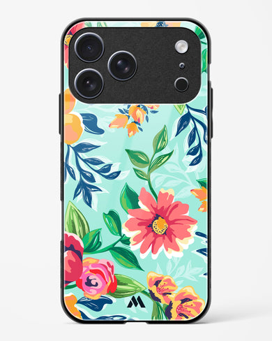Flower Print on Canvas Glass Case Phone Cover (Apple)