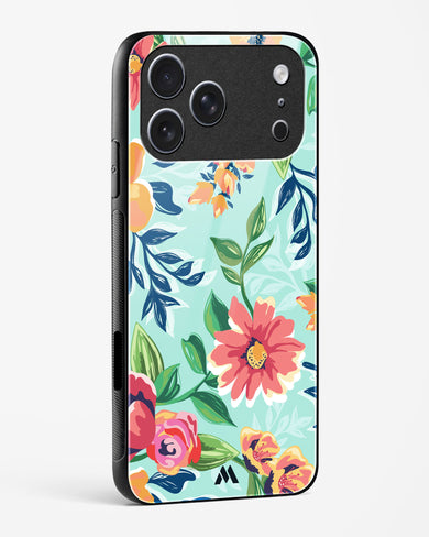 Flower Print on Canvas Glass Case Phone Cover (Apple)