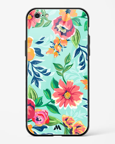 Flower Print on Canvas Glass Case Phone Cover (Apple)