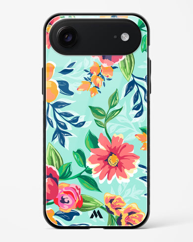 Flower Print on Canvas Glass Case Phone Cover (Apple)