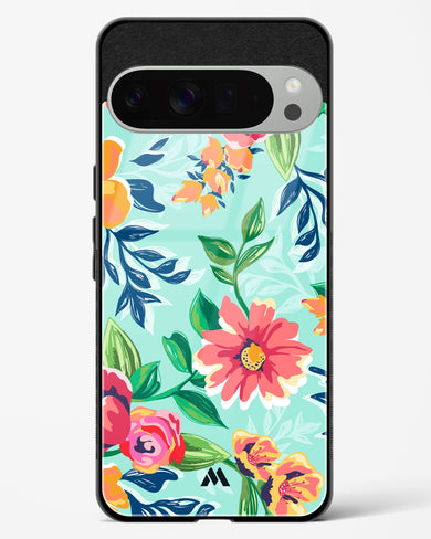 Flower Print on Canvas Glass Case Phone Cover (Google)