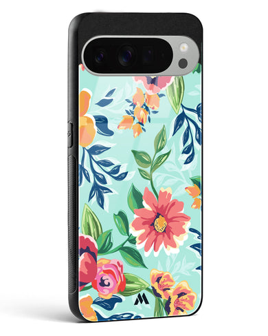 Flower Print on Canvas Glass Case Phone Cover (Google)