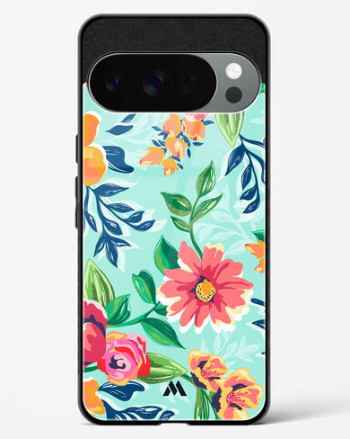 Flower Print on Canvas Glass Case Phone Cover (Google)